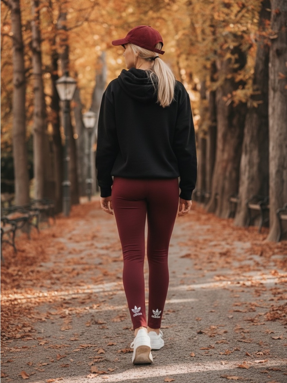 NWT Adidas Trefoil Tights Leggings in Maroon Burgundy Red Size XS